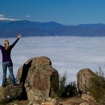 Corryong under fog and Snowy Mountains from Mt Mittamatite